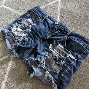 AEO jean shorts mid rise distressed size 10